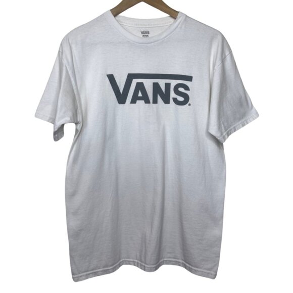 VANS | Men's Classic White T-Shirt with Gray Print | Size M - Picture 1 of 9